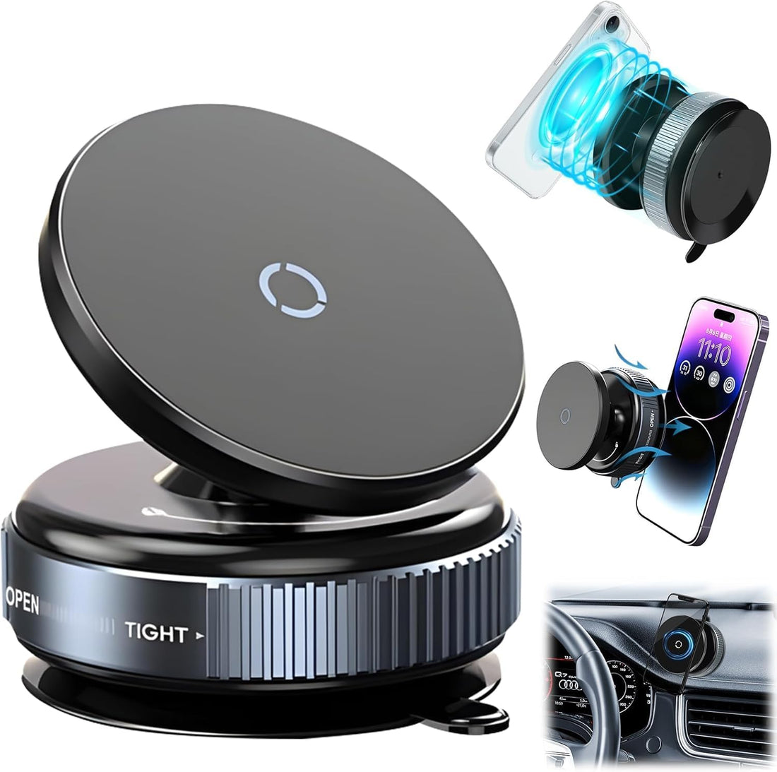 Black Vacuum Magnetic Phone Holder Stand