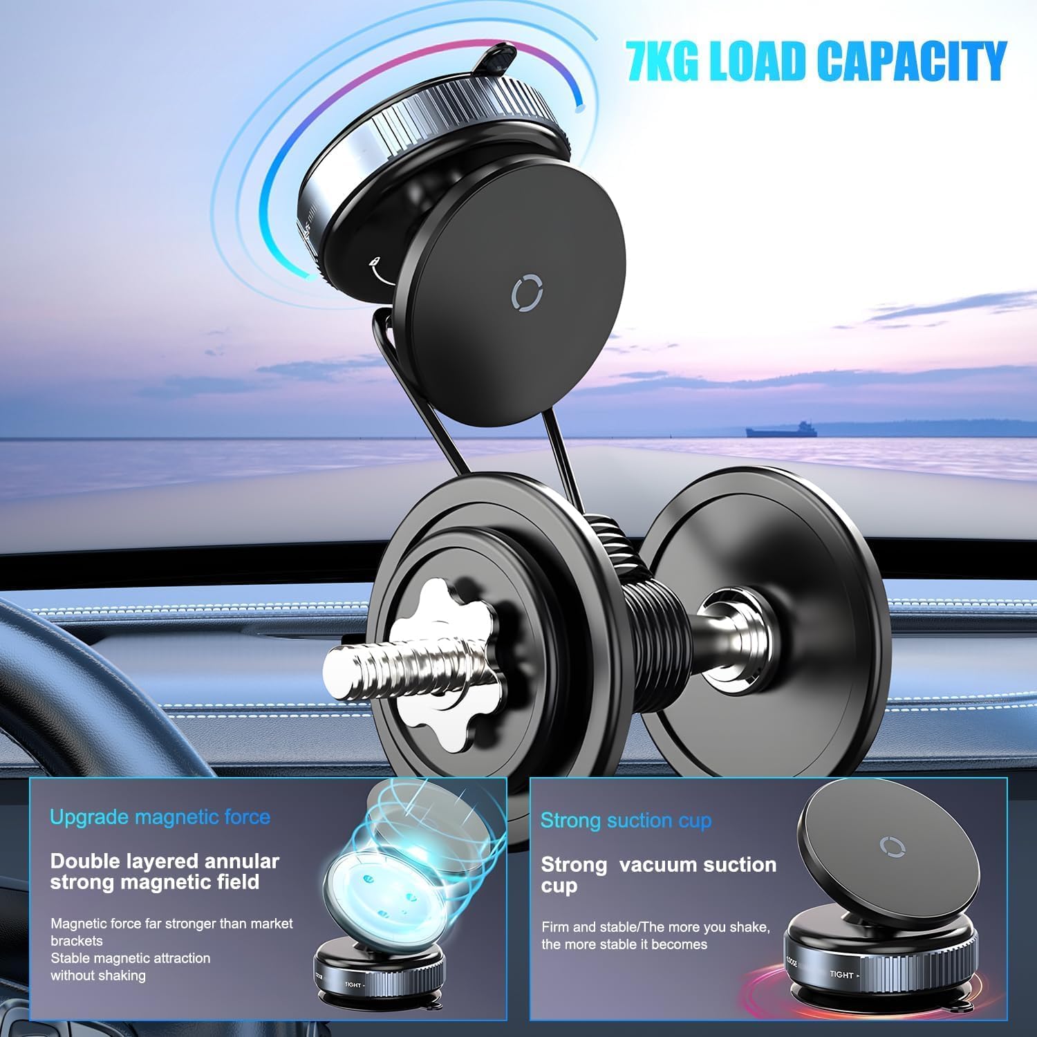 Black Vacuum Magnetic Phone Holder Stand