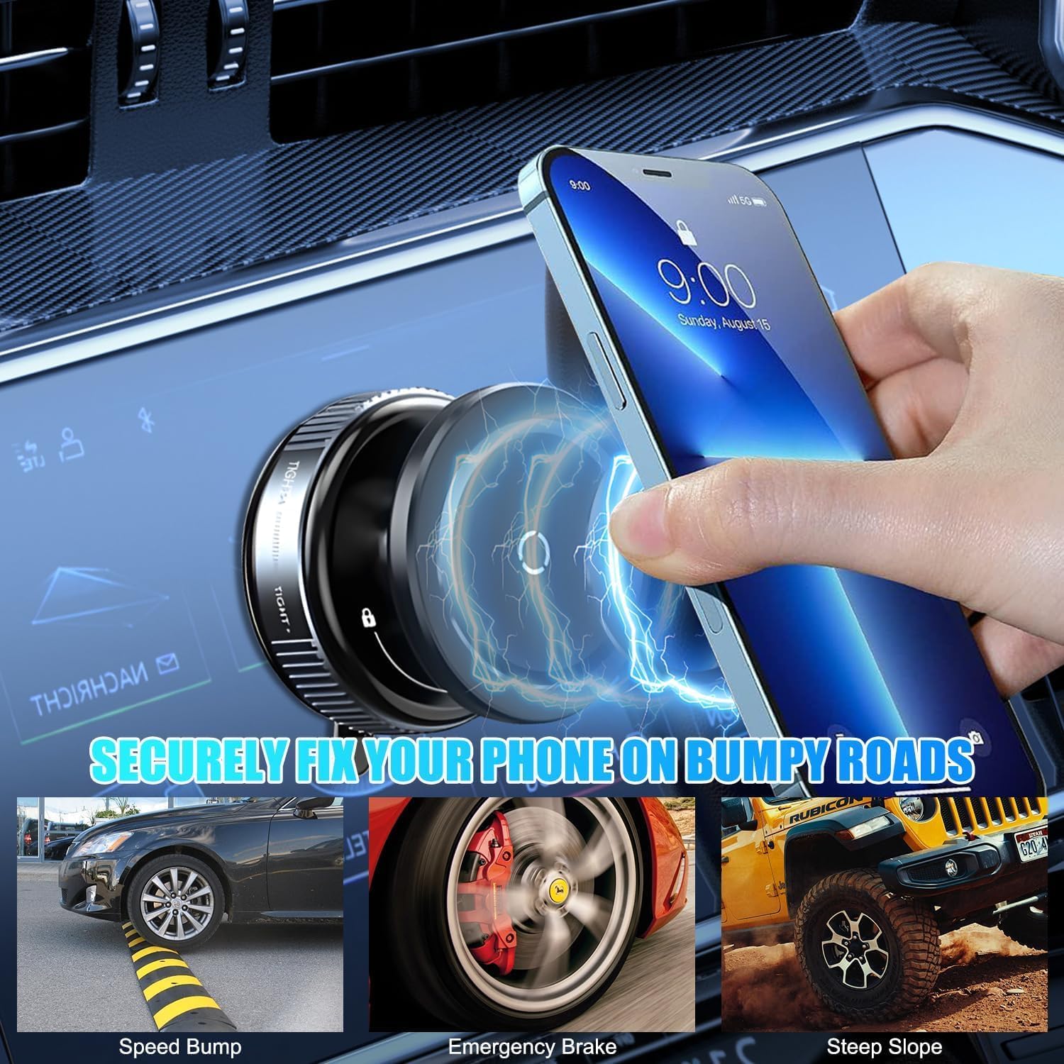 Black Vacuum Magnetic Phone Holder Stand
